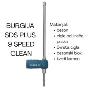 Burgija SDS plus 9 Speed Clean za čekiće za bušenje