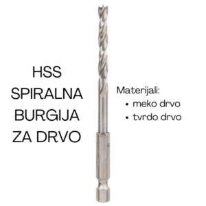 HSS spiralna burgija za drvo za bušilice/odvrtače
