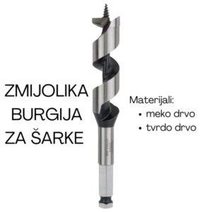 Zmijolika burgija za drvo za vibracione bušilice/odvrtače